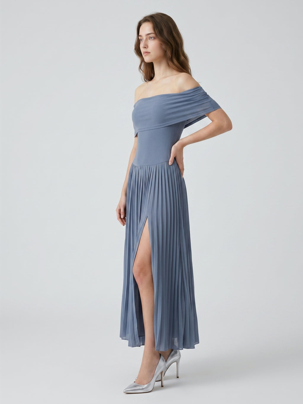 Stormy Chiffon A-Line Off-the-Shoulder Side Zip Ankle-Length Bridesmaid Dress