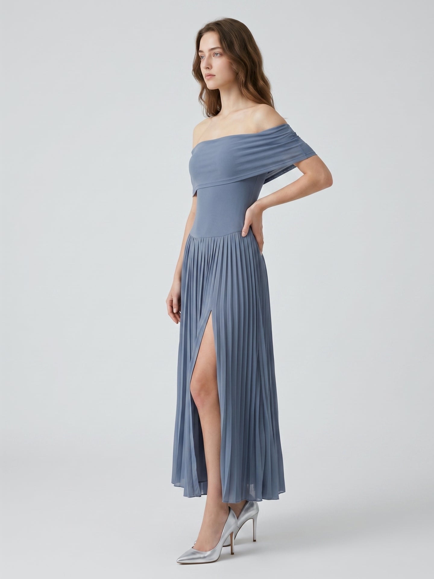 Stormy Chiffon A-Line Off-the-Shoulder Side Zip Ankle-Length Bridesmaid Dress