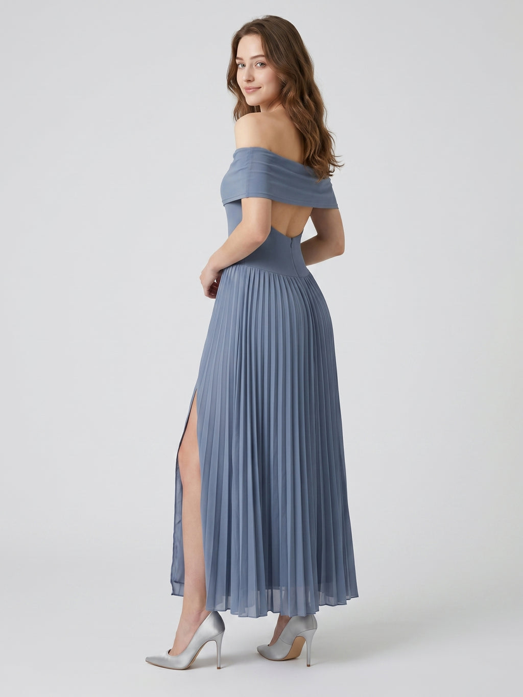 Stormy Chiffon A-Line Off-the-Shoulder Side Zip Ankle-Length Bridesmaid Dress