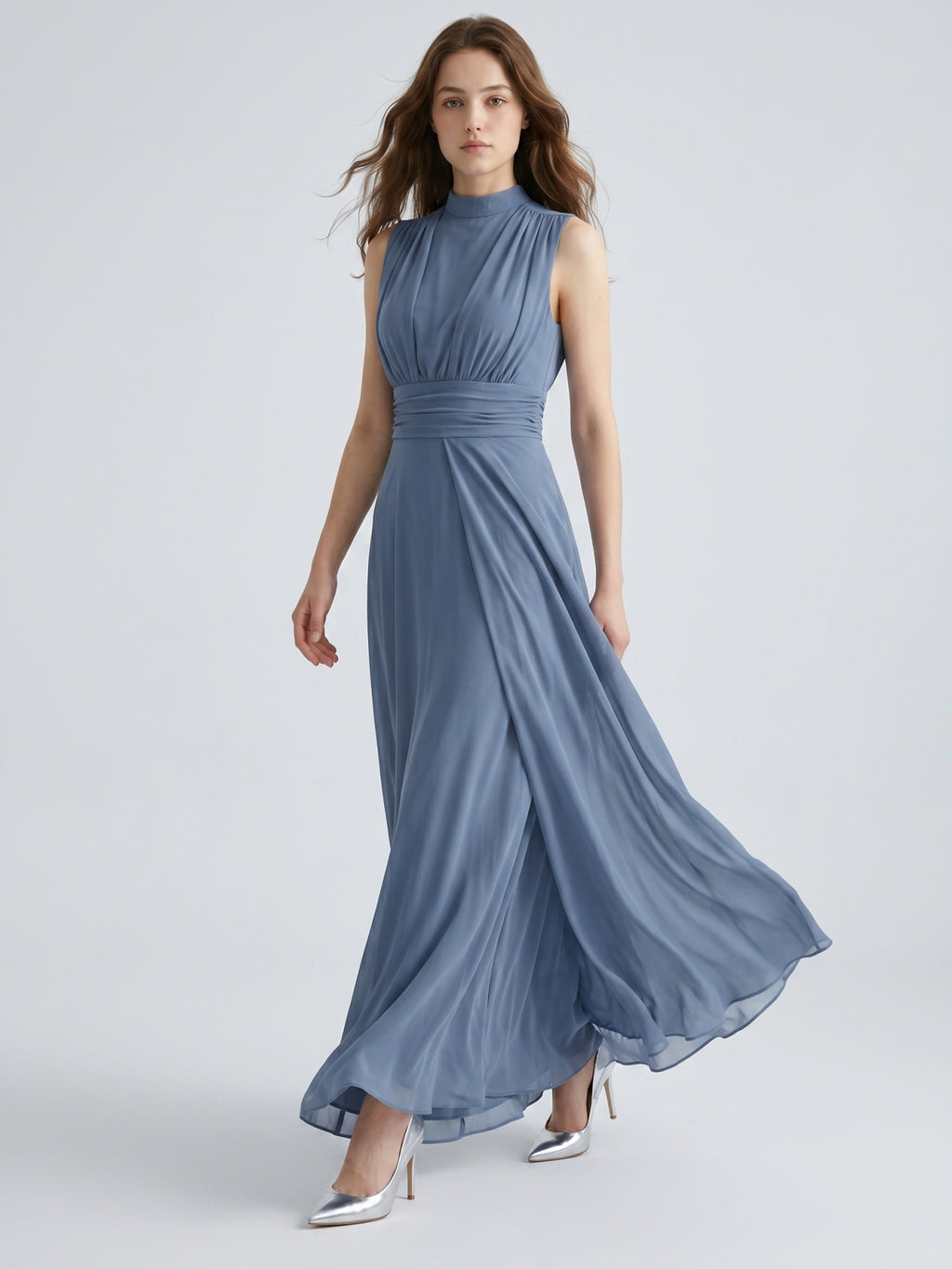Stormy Chiffon A-Line Scoop Neck Back Zip Floor-Length Bridesmaid Dress