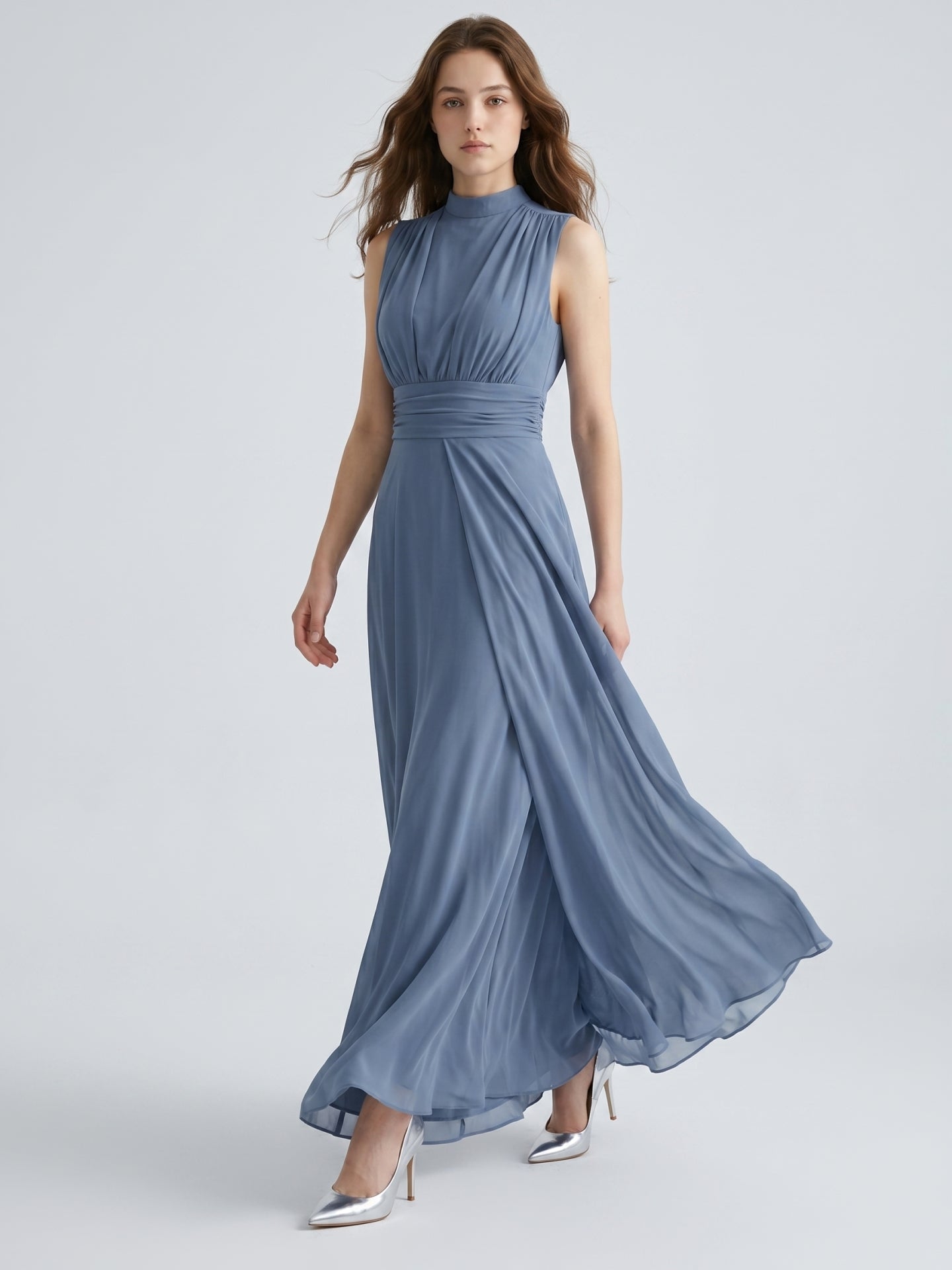 Stormy Chiffon A-Line Scoop Neck Back Zip Floor-Length Bridesmaid Dress