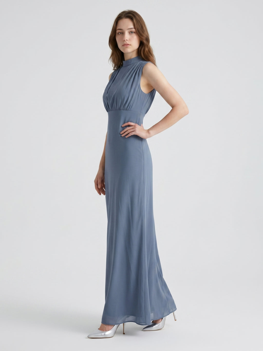Stormy Chiffon A-Line Scoop Neck Back Zip Floor-Length Bridesmaid Dress