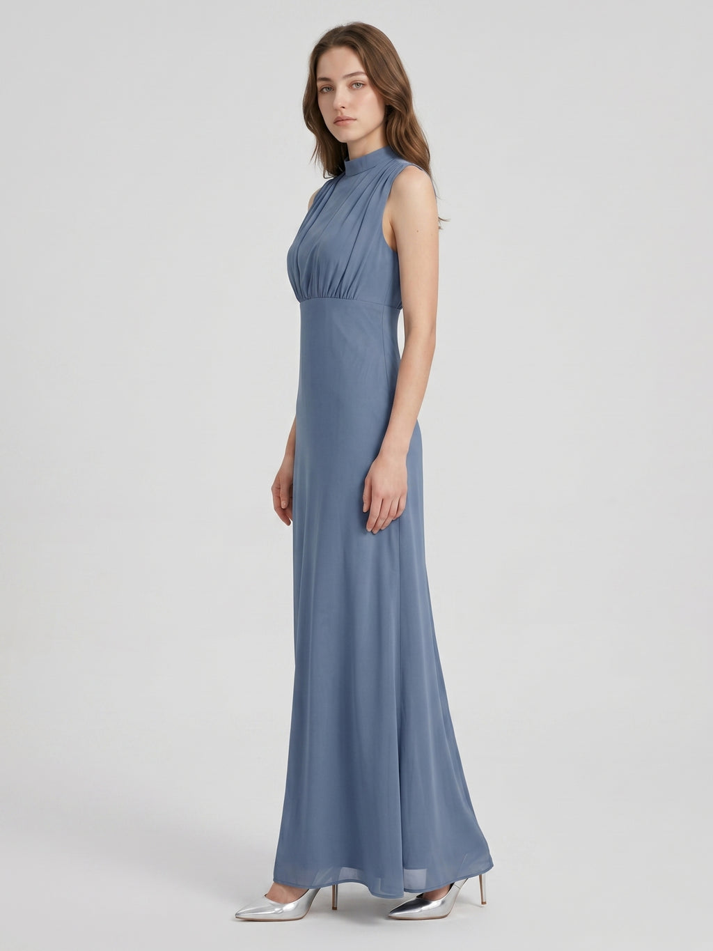 Stormy Chiffon A-Line Scoop Neck Back Zip Floor-Length Bridesmaid Dress
