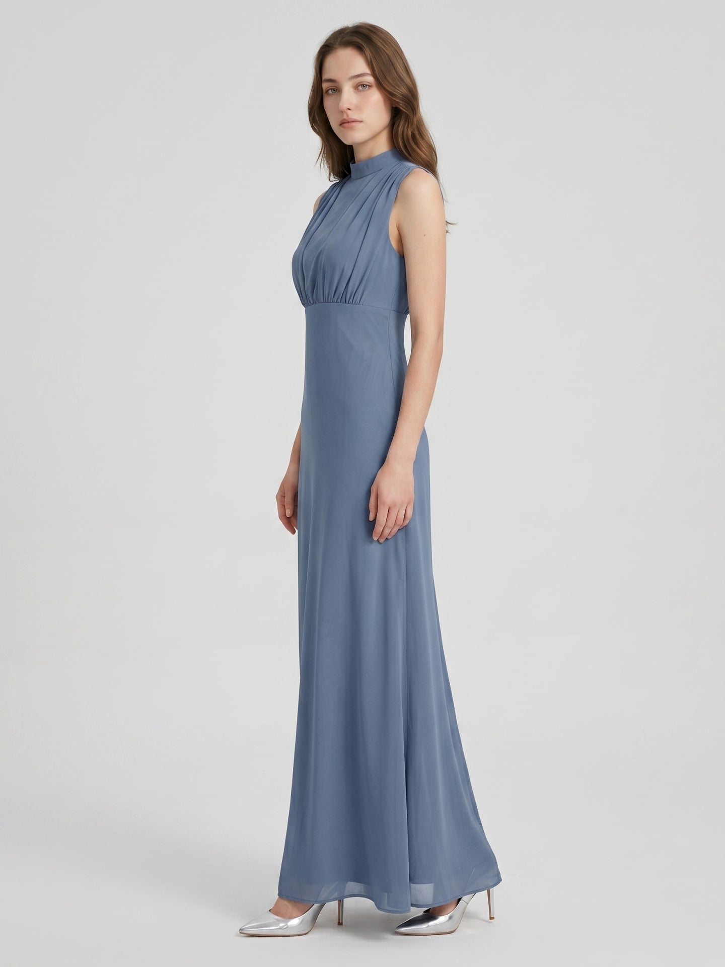 Stormy Chiffon A-Line Scoop Neck Back Zip Floor-Length Bridesmaid Dress