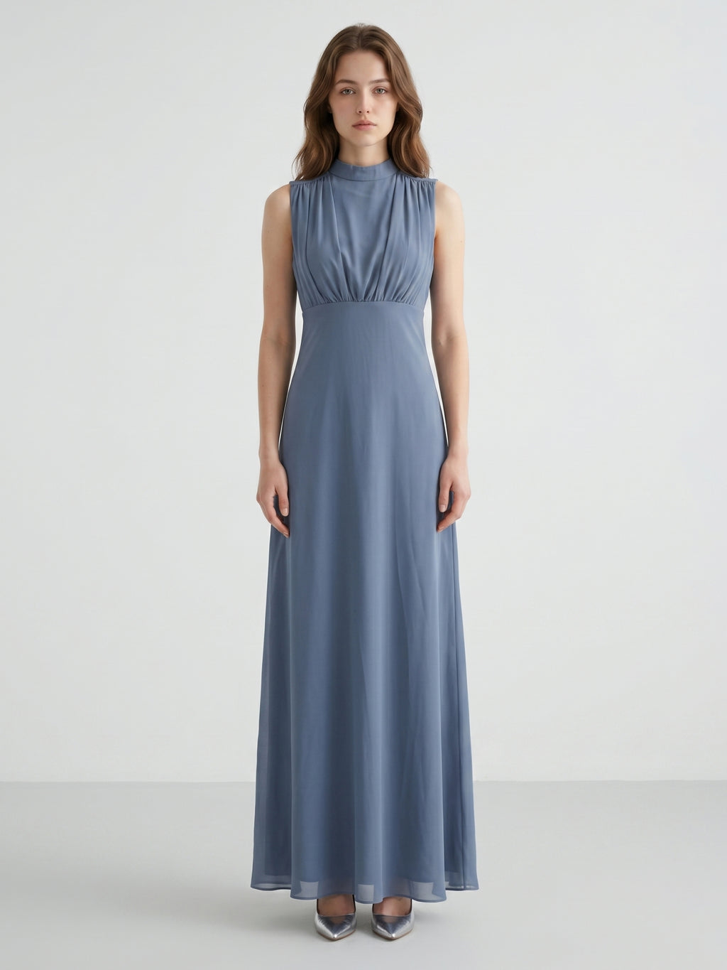 Stormy Chiffon A-Line Scoop Neck Back Zip Floor-Length Bridesmaid Dress