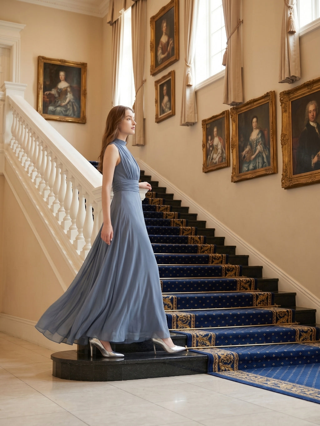 Stormy Chiffon A-Line Scoop Neck Back Zip Floor-Length Bridesmaid Dress