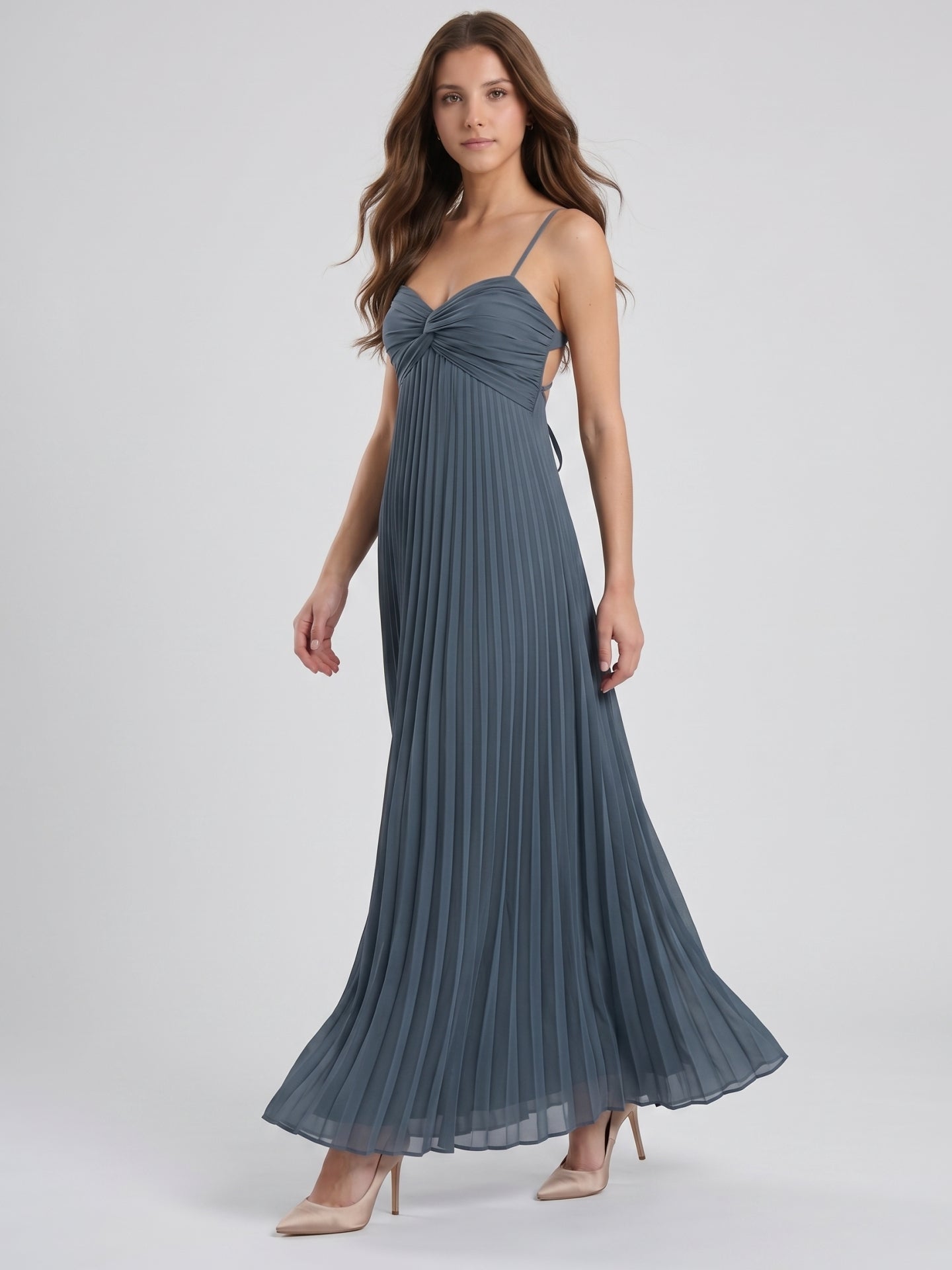 Stormy Chiffon A-Line Sweetheart Lace-up Floor-Length Bridesmaid Dress