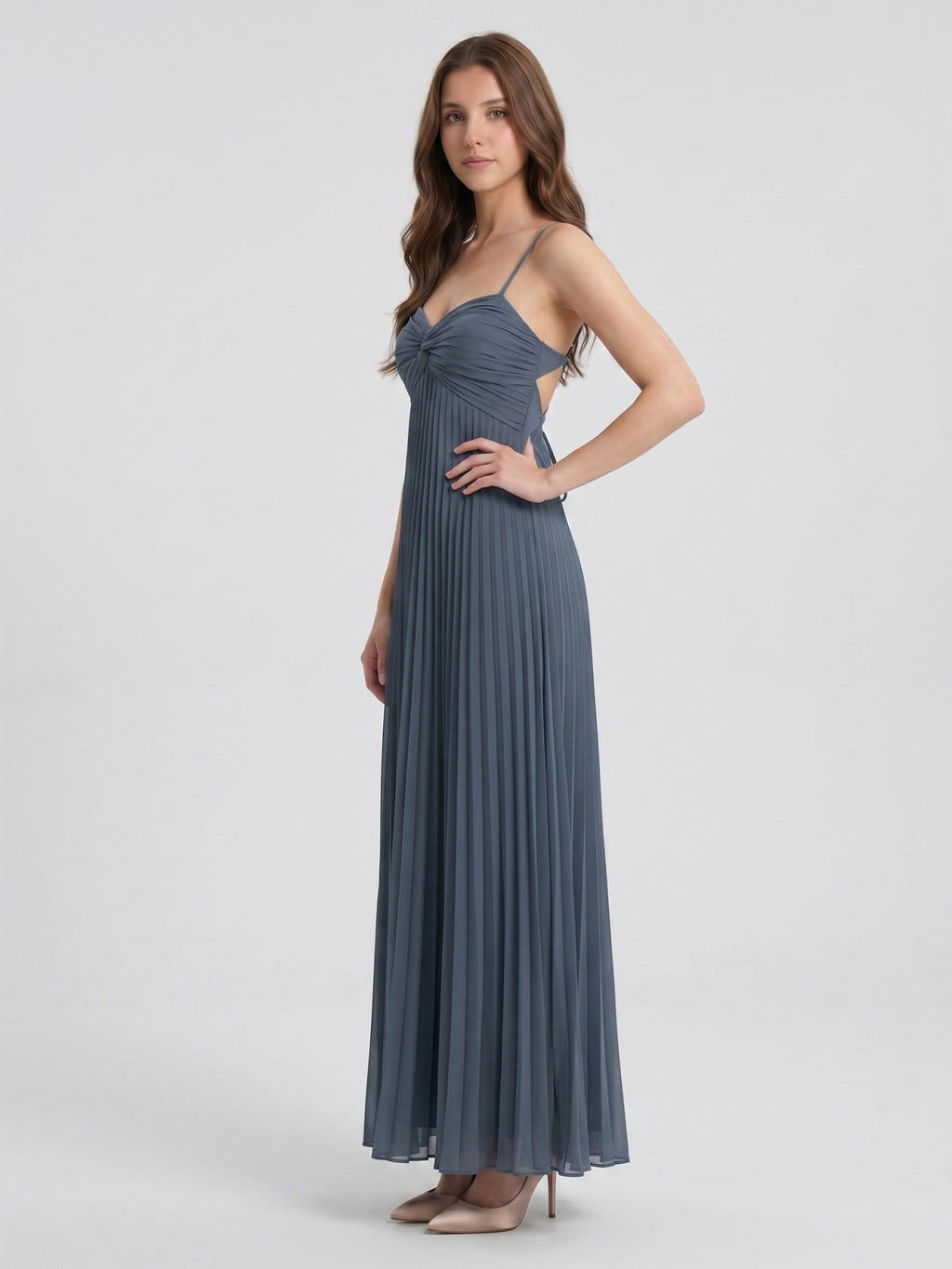 Stormy Chiffon A-Line Sweetheart Lace-up Floor-Length Bridesmaid Dress