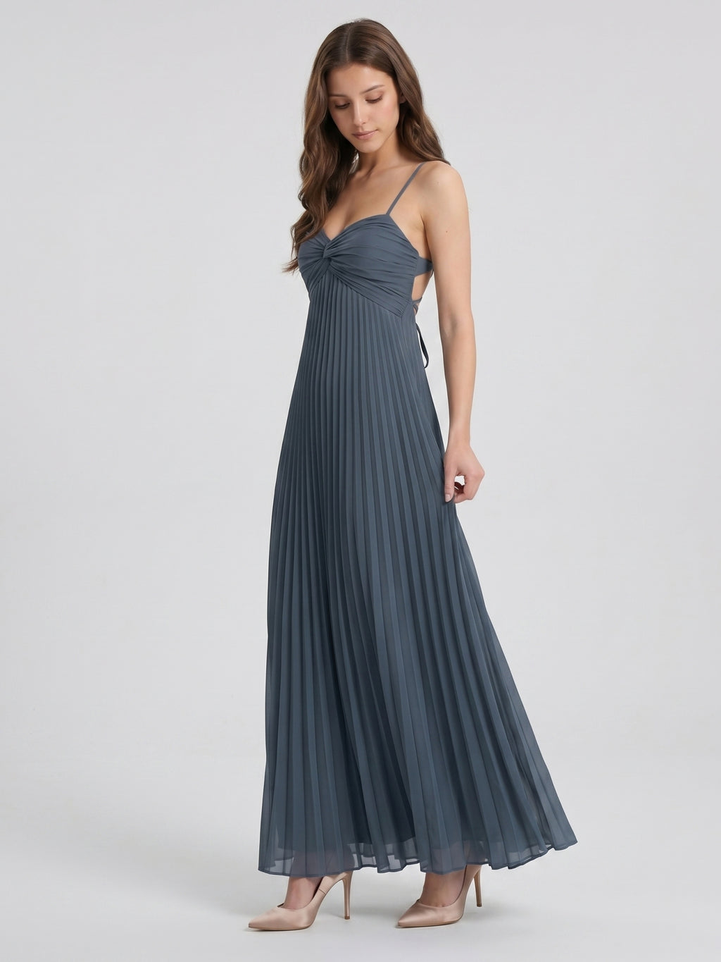 Stormy Chiffon A-Line Sweetheart Lace-up Floor-Length Bridesmaid Dress