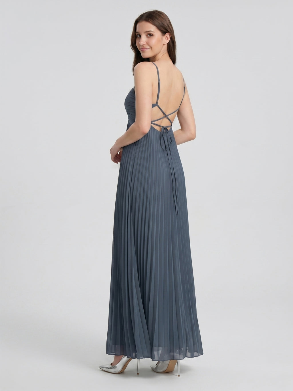 Stormy Chiffon A-Line Sweetheart Lace-up Floor-Length Bridesmaid Dress