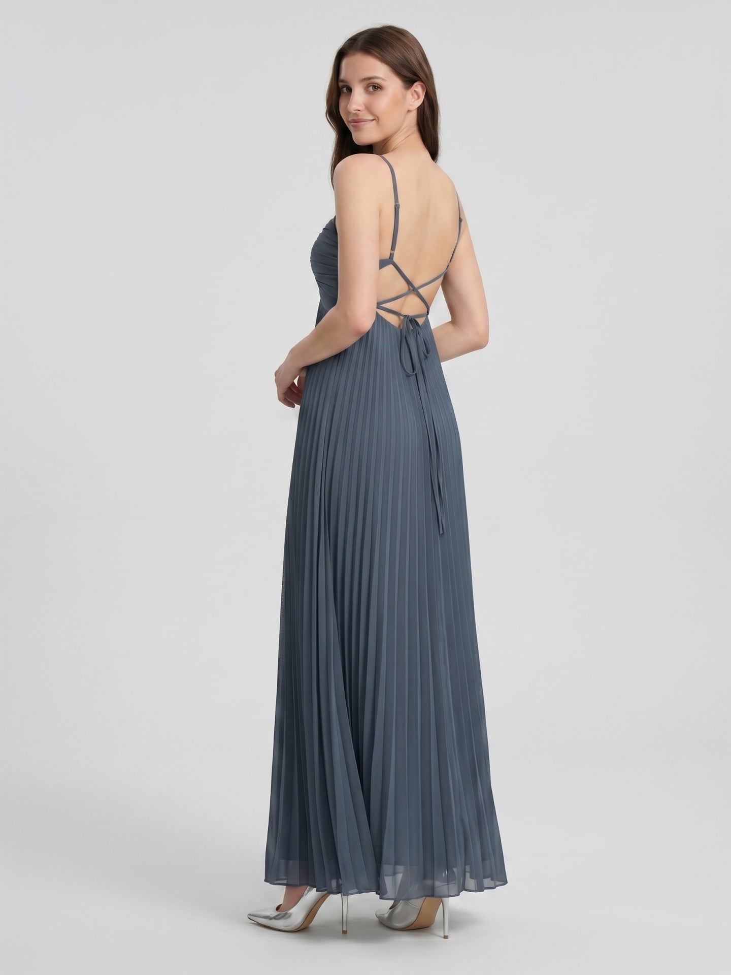 Stormy Chiffon A-Line Sweetheart Lace-up Floor-Length Bridesmaid Dress