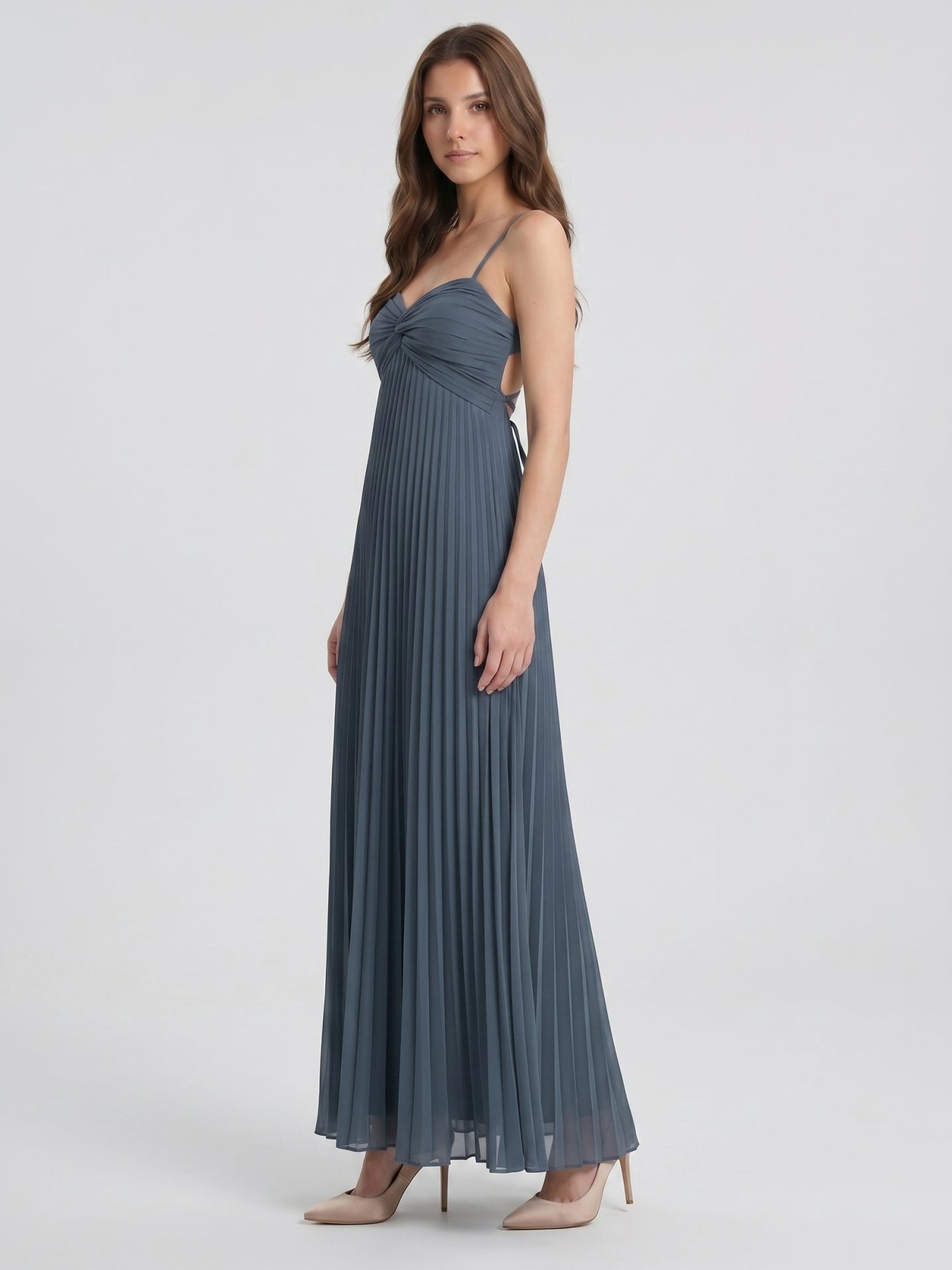 Stormy Chiffon A-Line Sweetheart Lace-up Floor-Length Bridesmaid Dress