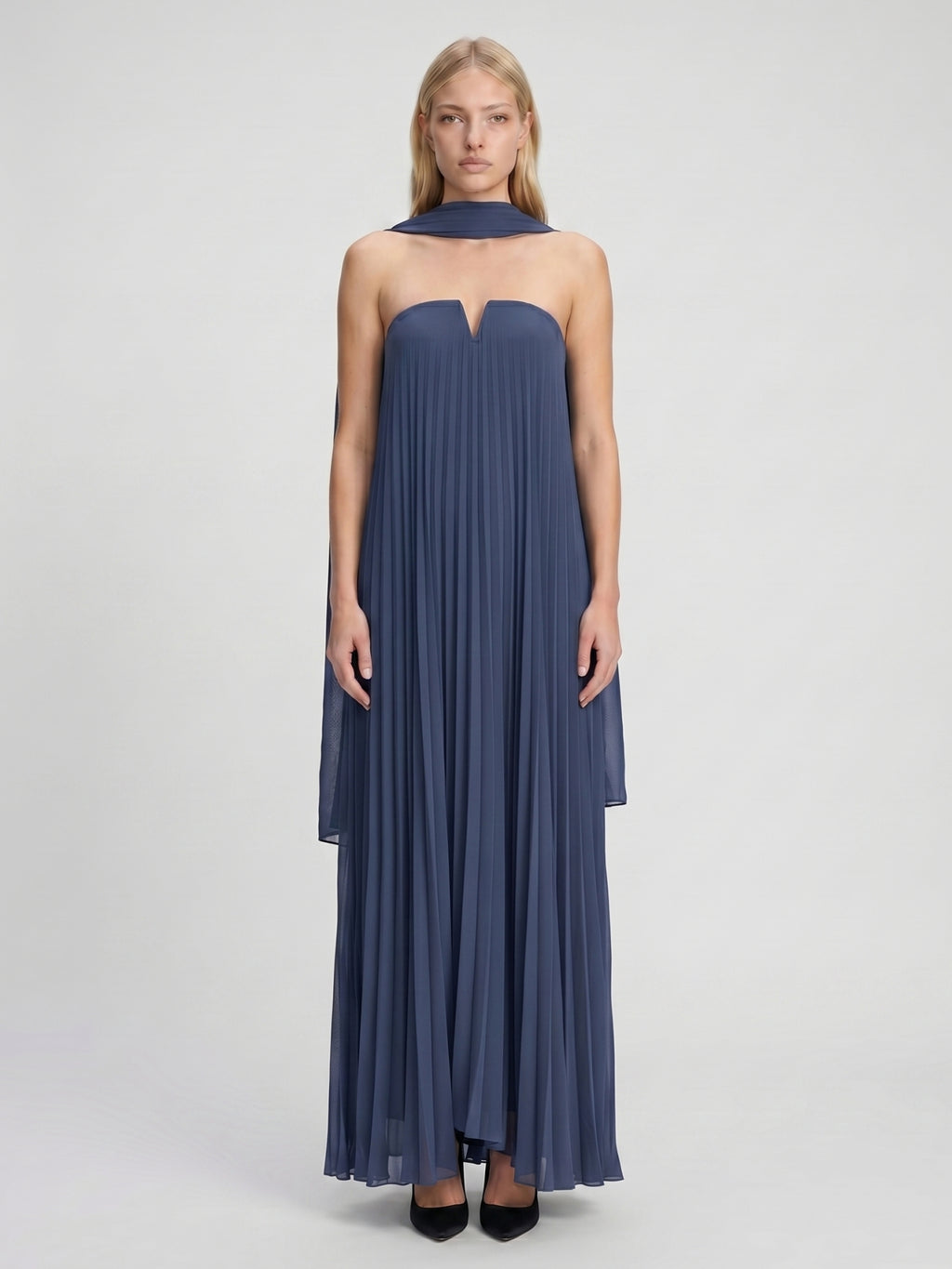 Stormy Chiffon Sheath Straight Neck Back Zip Floor-Length Bridesmaid Dress