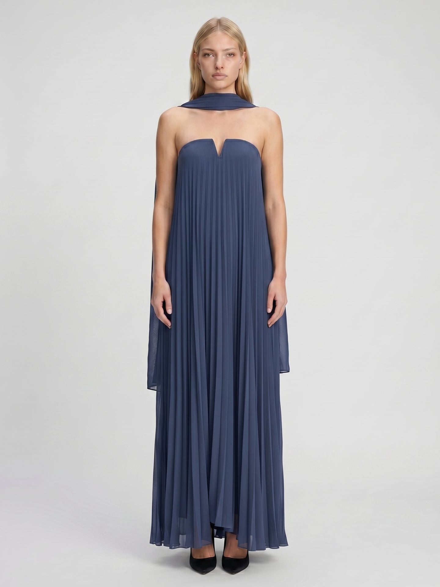 Stormy Chiffon Sheath Straight Neck Back Zip Floor-Length Bridesmaid Dress