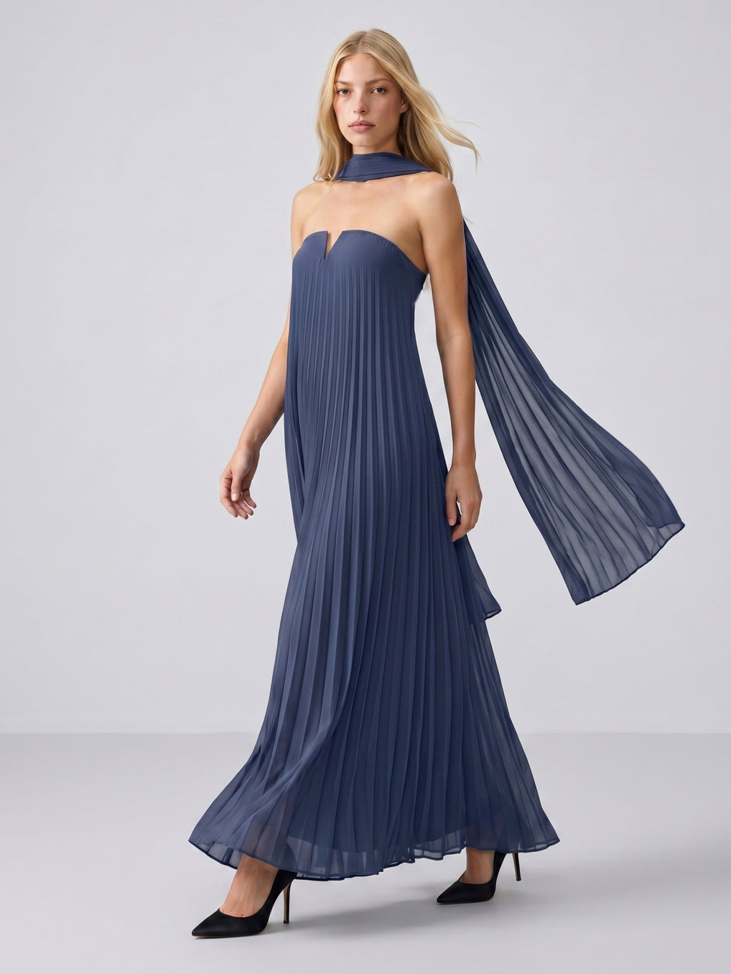 Stormy Chiffon Sheath Straight Neck Back Zip Floor-Length Bridesmaid Dress
