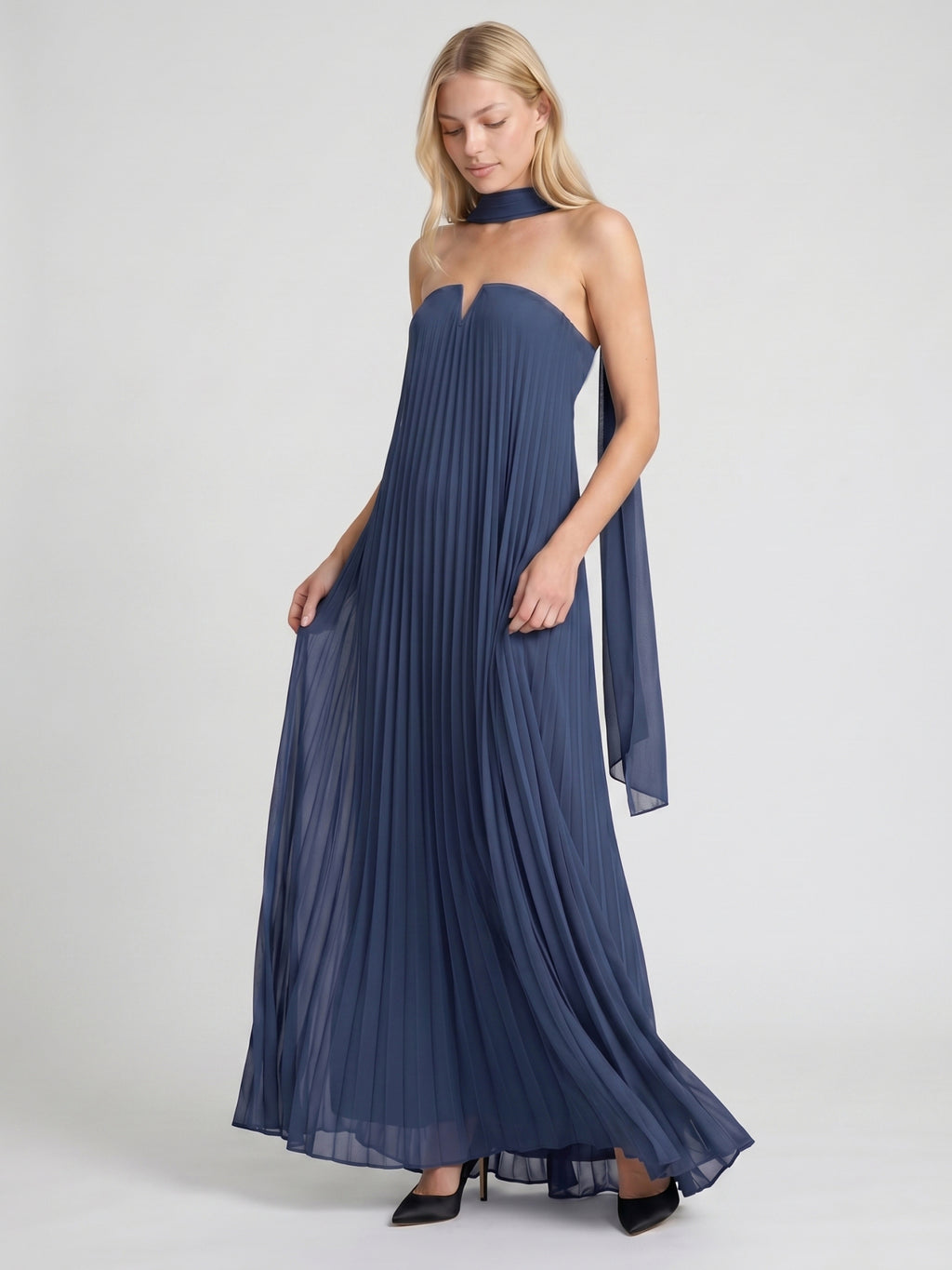 Stormy Chiffon Sheath Straight Neck Back Zip Floor-Length Bridesmaid Dress