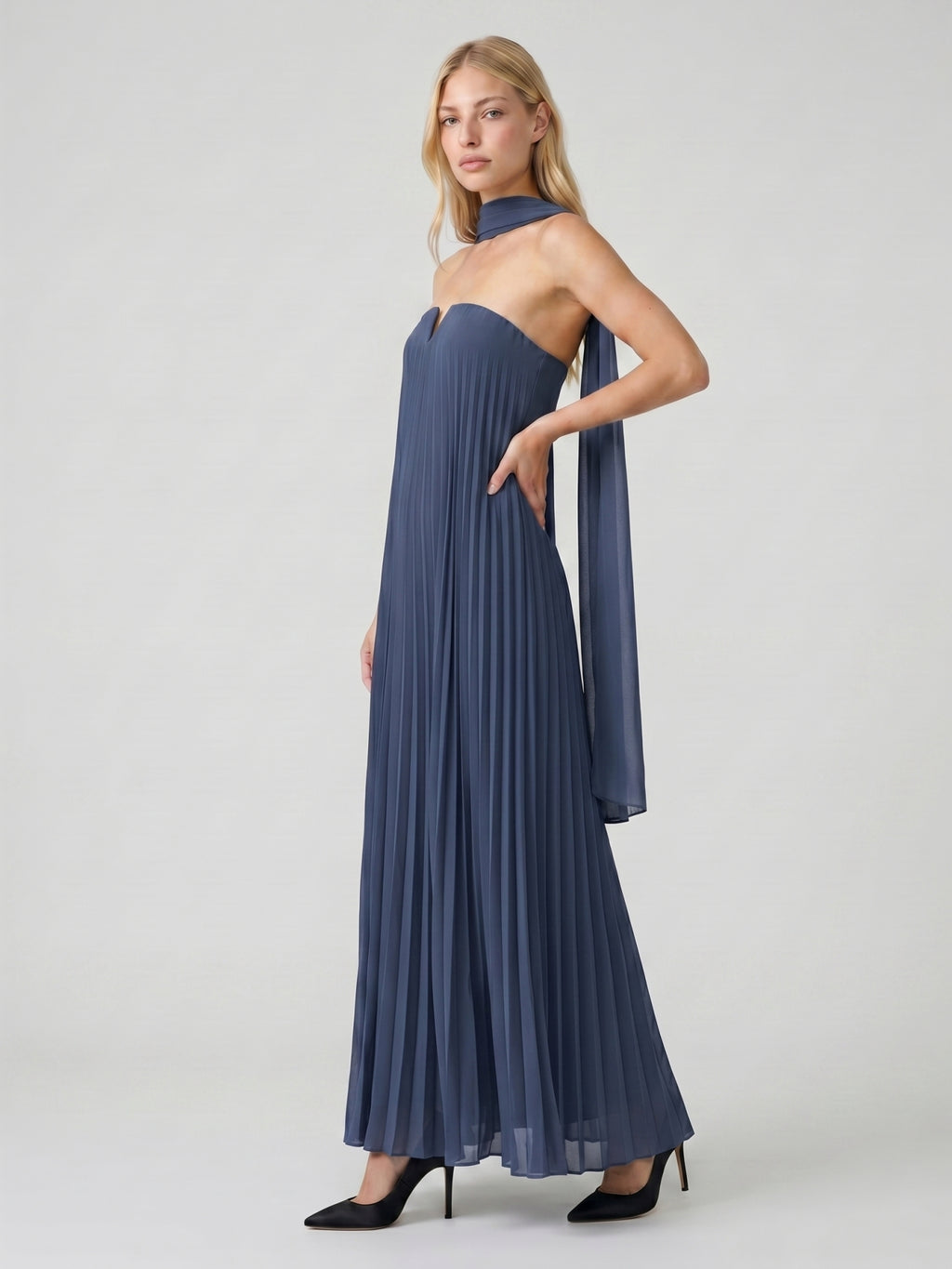 Stormy Chiffon Sheath Straight Neck Back Zip Floor-Length Bridesmaid Dress