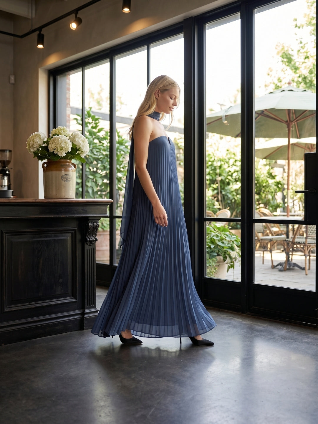 Stormy Chiffon Sheath Straight Neck Back Zip Floor-Length Bridesmaid Dress