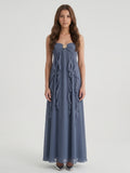 Stormy Chiffon Sheath Sweetheart Back Zip Floor-Length Bridesmaid Dress with Ruffle