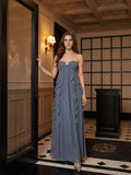 Stormy Chiffon Sheath Sweetheart Back Zip Floor-Length Bridesmaid Dress with Ruffle