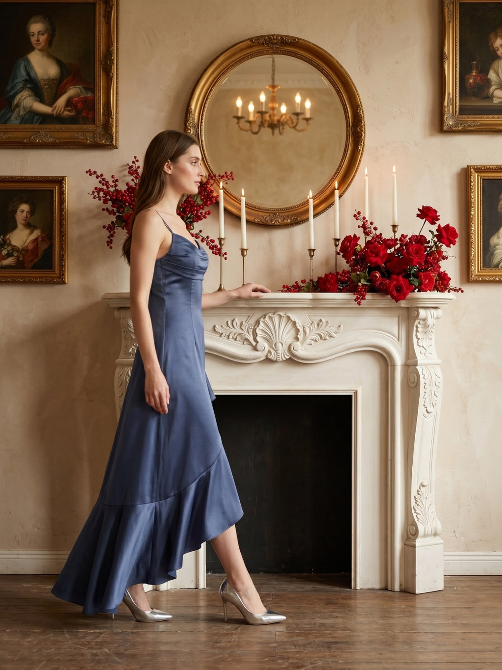 Stormy Matte Satin Mermaid V-Neck Criss-Cross Straps Asymmetrical Bridesmaid Dress