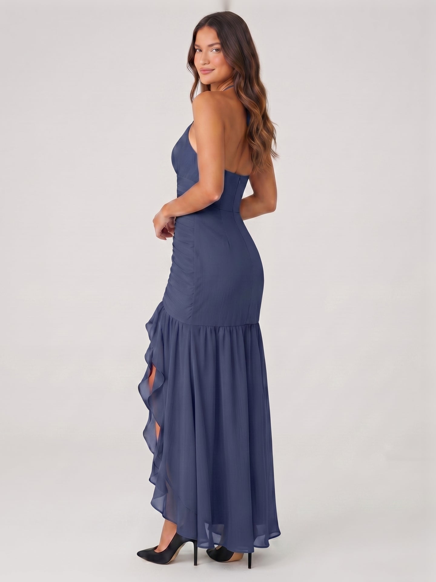 Stormy Stretch Knit Mermaid Sweetheart Backless Floor-Length Bridesmaid Dress