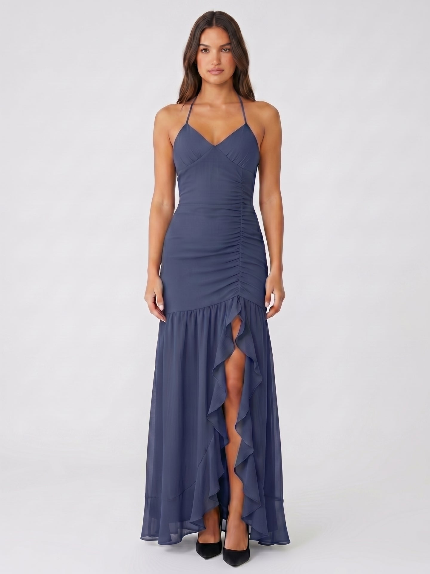 Stormy Stretch Knit Mermaid Sweetheart Backless Floor-Length Bridesmaid Dress