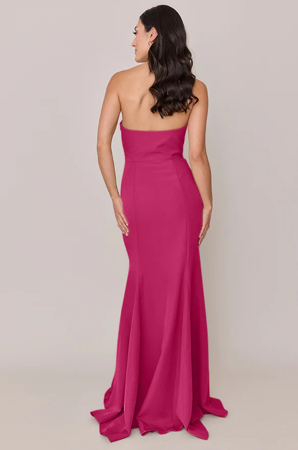 Strapless Bridesmaid Dresses with Bow Detail at Bust, Mermaid Skirt and Sweeping Train Formal Gown
