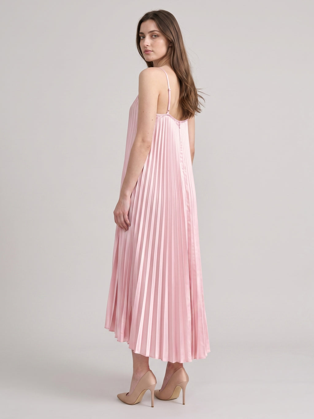 Sweet Blushing Pink Satin A-Line Halter Neckline Backless  Bridesmaid Dress