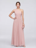 Sweet & Flowy Dusty Rose Chiffon A-Line One Shoulder Ankle-Length Bridesmaid Dress with Minimalist Design