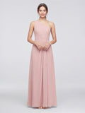 Sweet & Flowy Dusty Rose Chiffon A-Line One Shoulder Ankle-Length Bridesmaid Dress with Minimalist Design