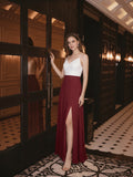 Sweet & Flowy Rust Chiffon A-Line V-Neck Back Zip with Pleated Ankle-Length Bridesmaid Dress