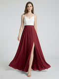 Sweet & Flowy Rust Chiffon A-Line V-Neck Back Zip with Pleated Ankle-Length Bridesmaid Dress