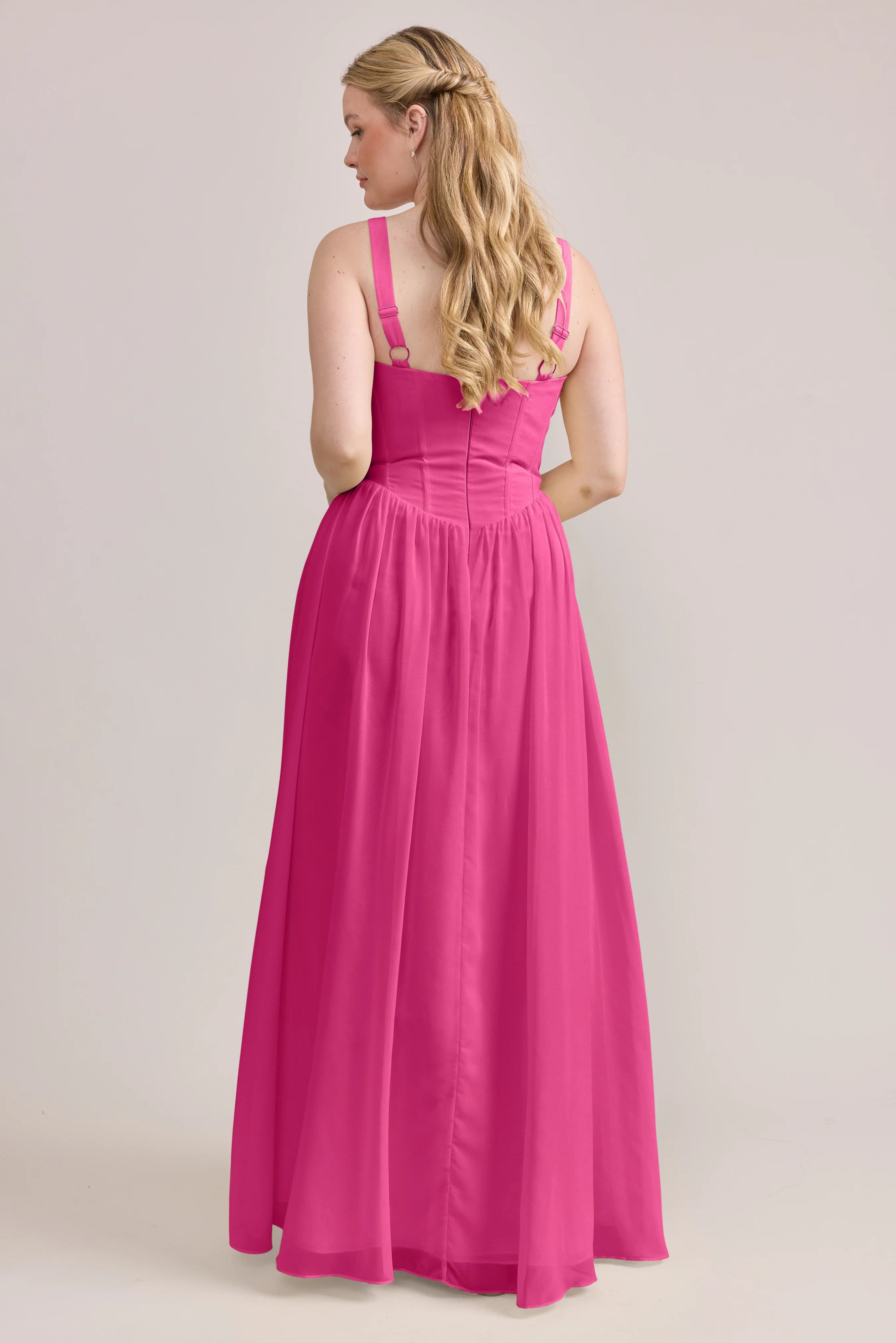 Sweetheart Neckline Chiffon Bridesmaid Dresses with Corset Lace-Up Front and Adjustable Straps Formal Gown
