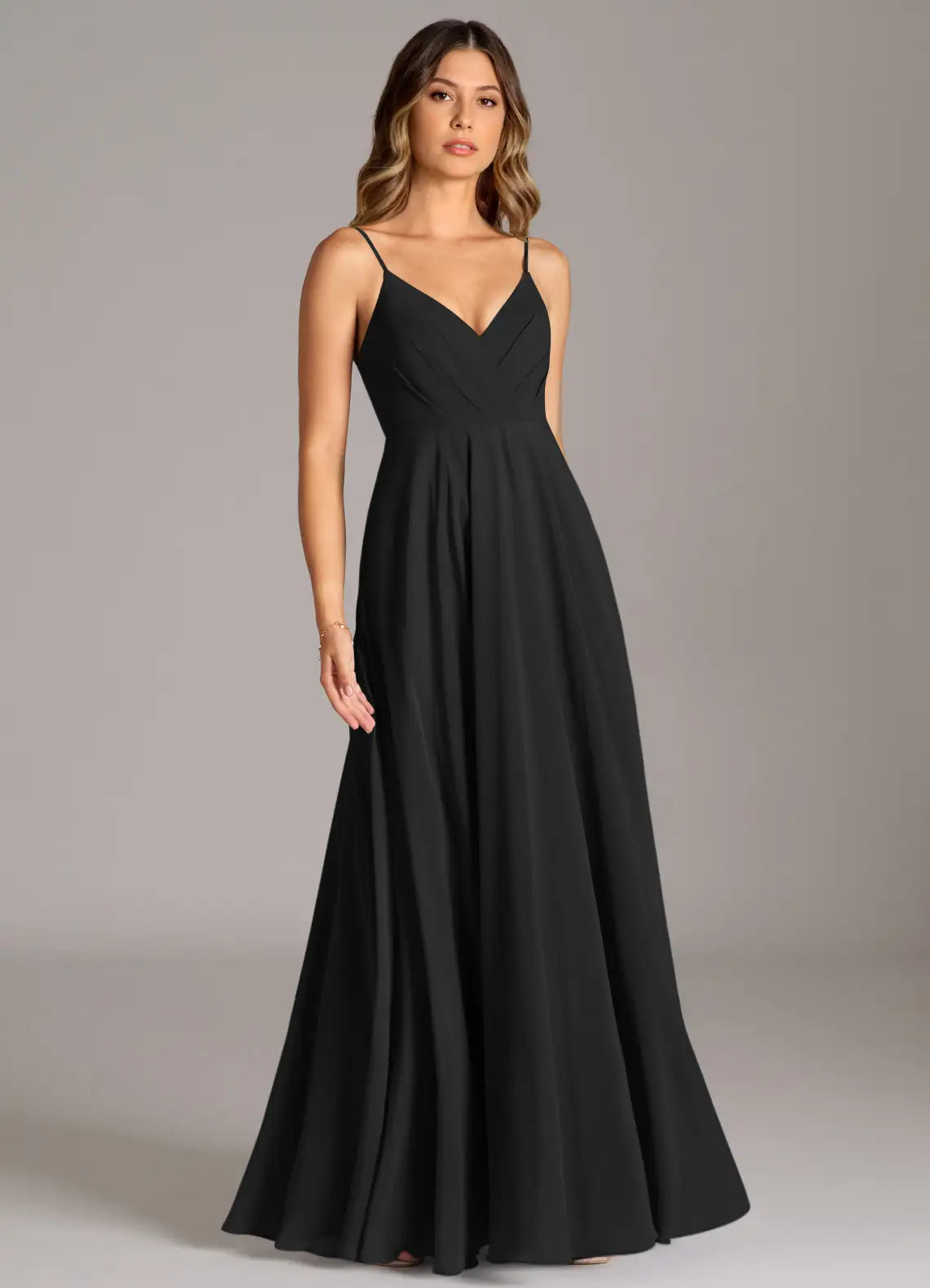 Timeless Bridesmaid Dress with Spaghetti Straps, V-Neckline and Hidden Pockets