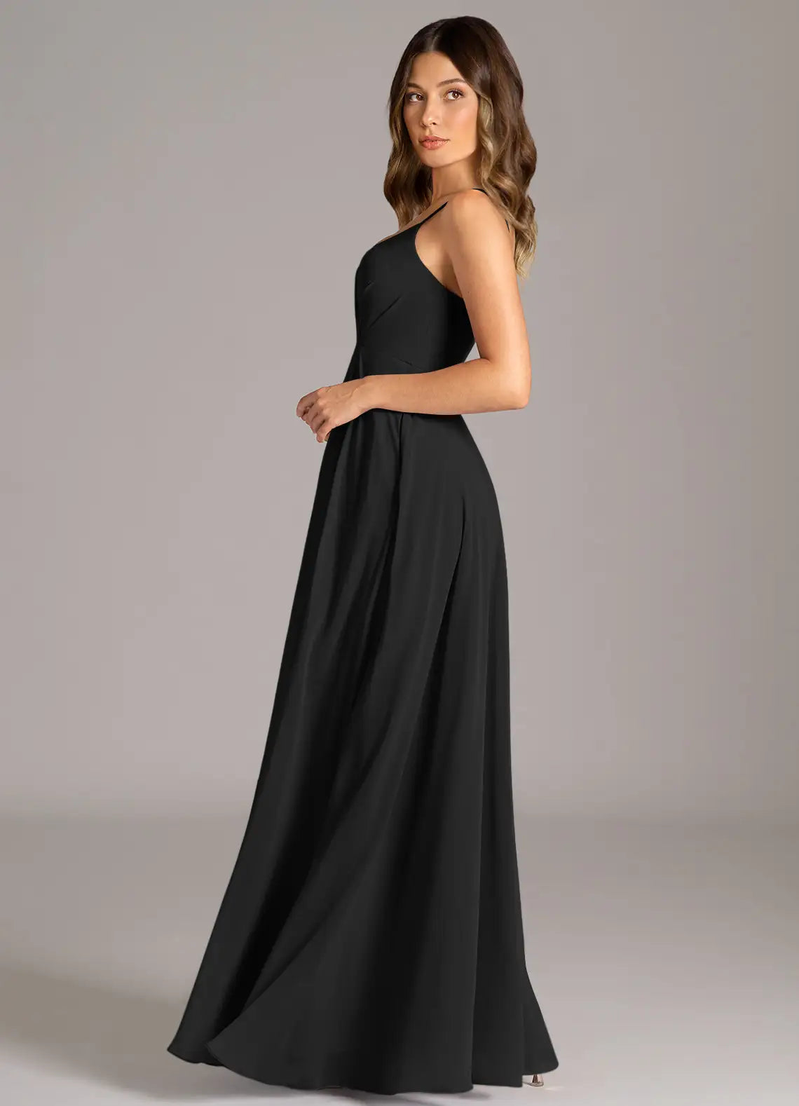 Timeless Bridesmaid Dress with Spaghetti Straps, V-Neckline and Hidden Pockets
