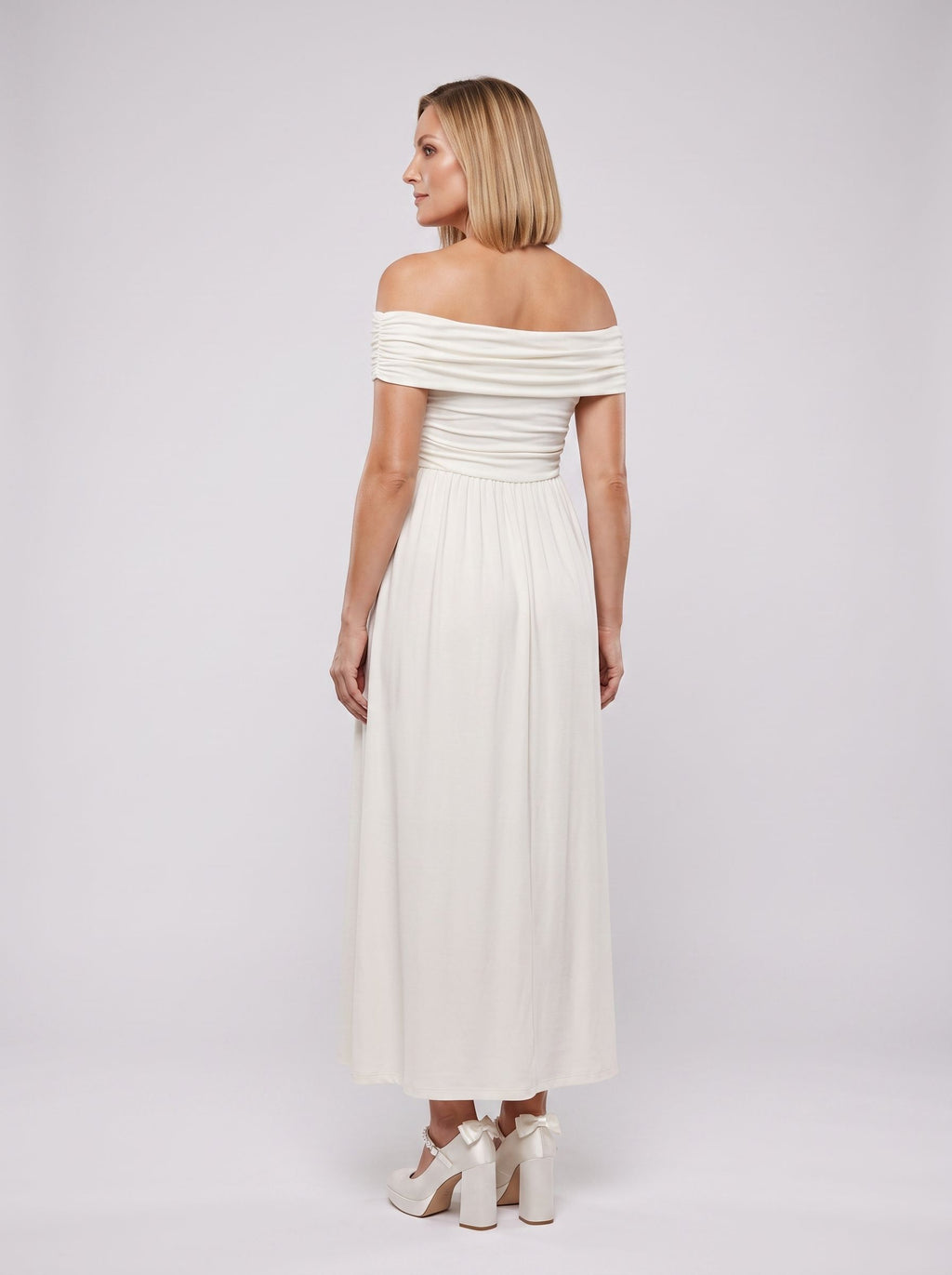 White Chiffon A-Line One Shoulder Backless Ankle-Length Maternity Bridesmaid Dress