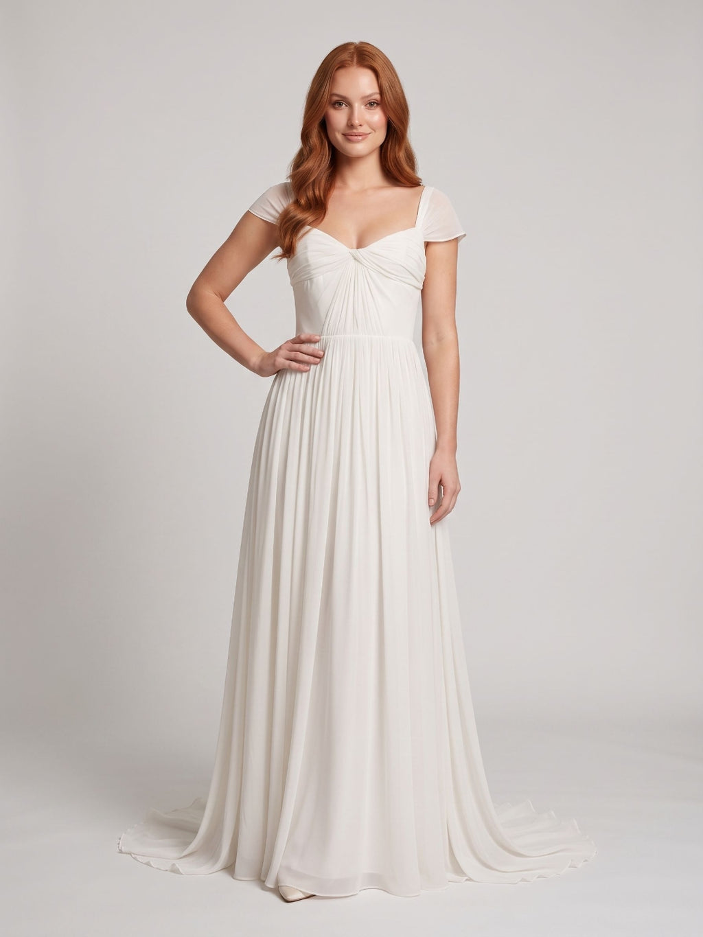 White Chiffon A-Line Square Neck Backless Floor-Length Prom Dress