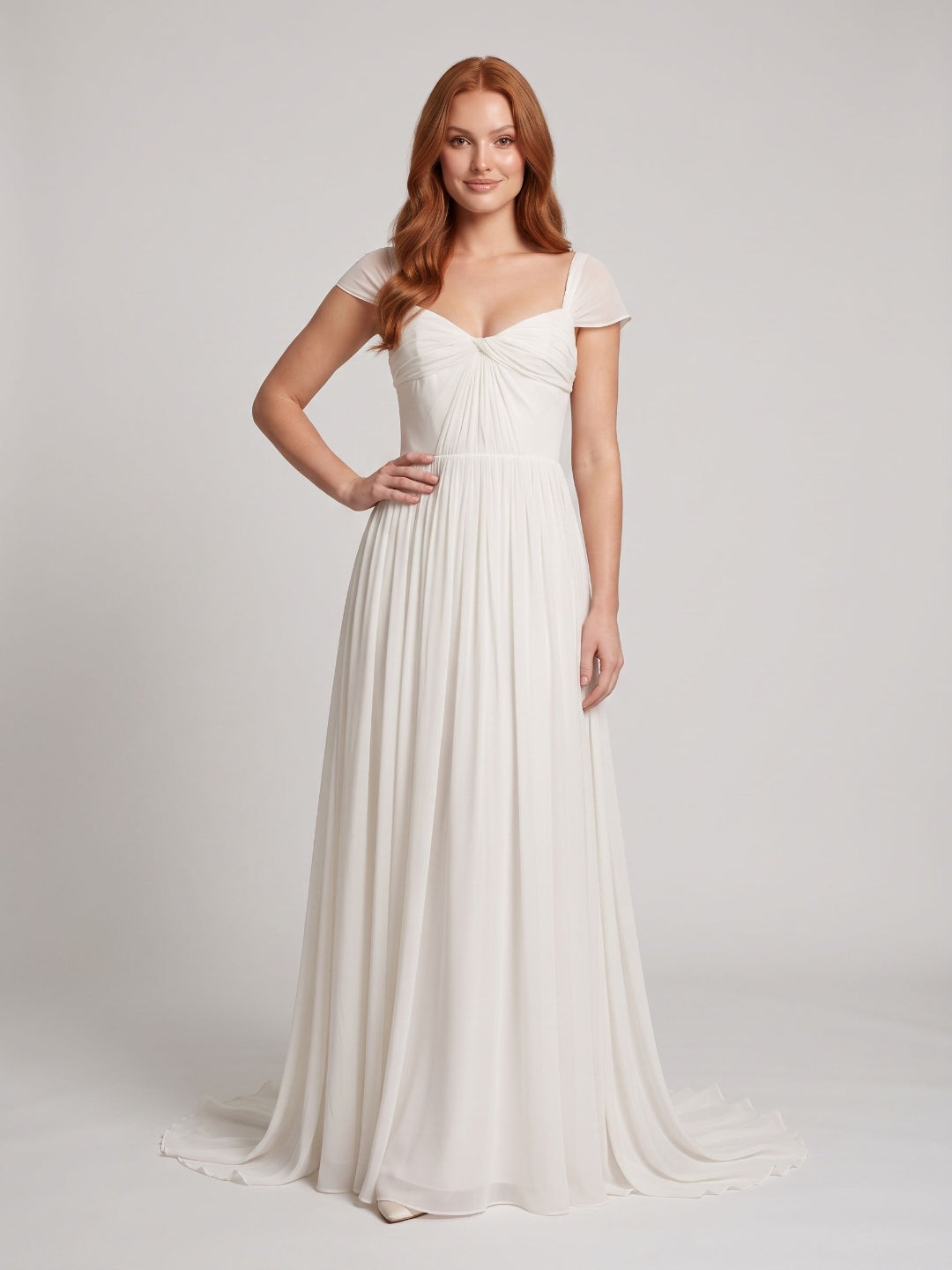 White Chiffon A-Line Square Neck Backless Floor-Length Prom Dress