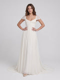 White Chiffon A-Line Square Neck Backless Floor-Length Prom Dress