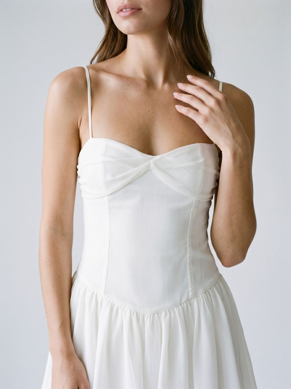 White Chiffon A-Line Sweetheart Backless Short Dress with Pleating