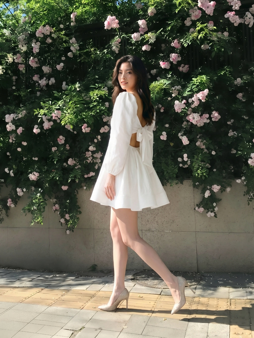 White Matte Satin A-Line V-Neck Keyhole Back Short Homecoming Dress with Pleating