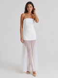 White Matte Satin Sheath Straight Neck Back Zip Floor-Length Evening Dress