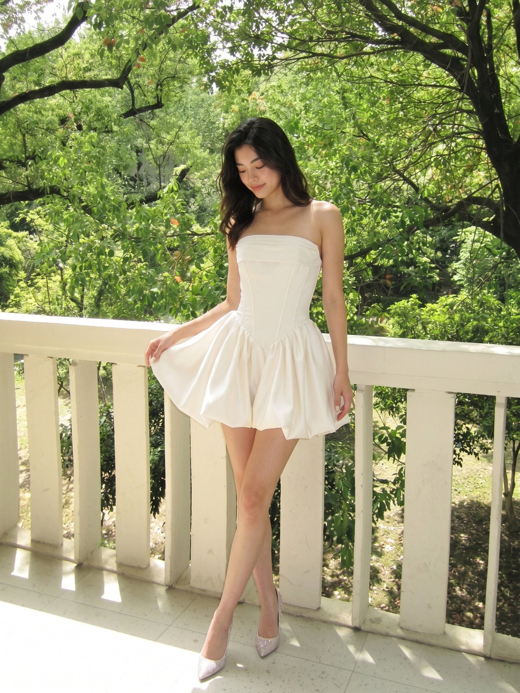 White Satin A-Line Straight Neck Criss-Cross Straps Short Homecoming Dress with Pleating
