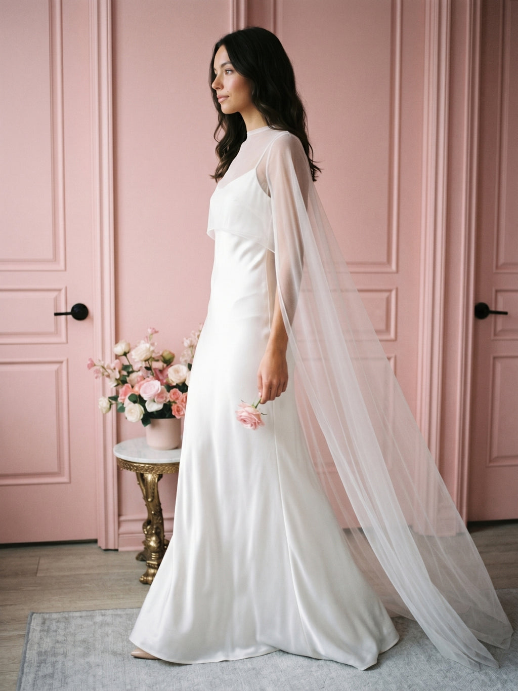 White Satin Sheath Scoop Neck Backless Ankle-Length Prom Dress