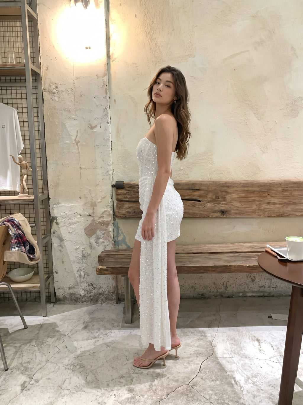White Sequins Sheath Straight Neck Backless Mini Homecoming Dress