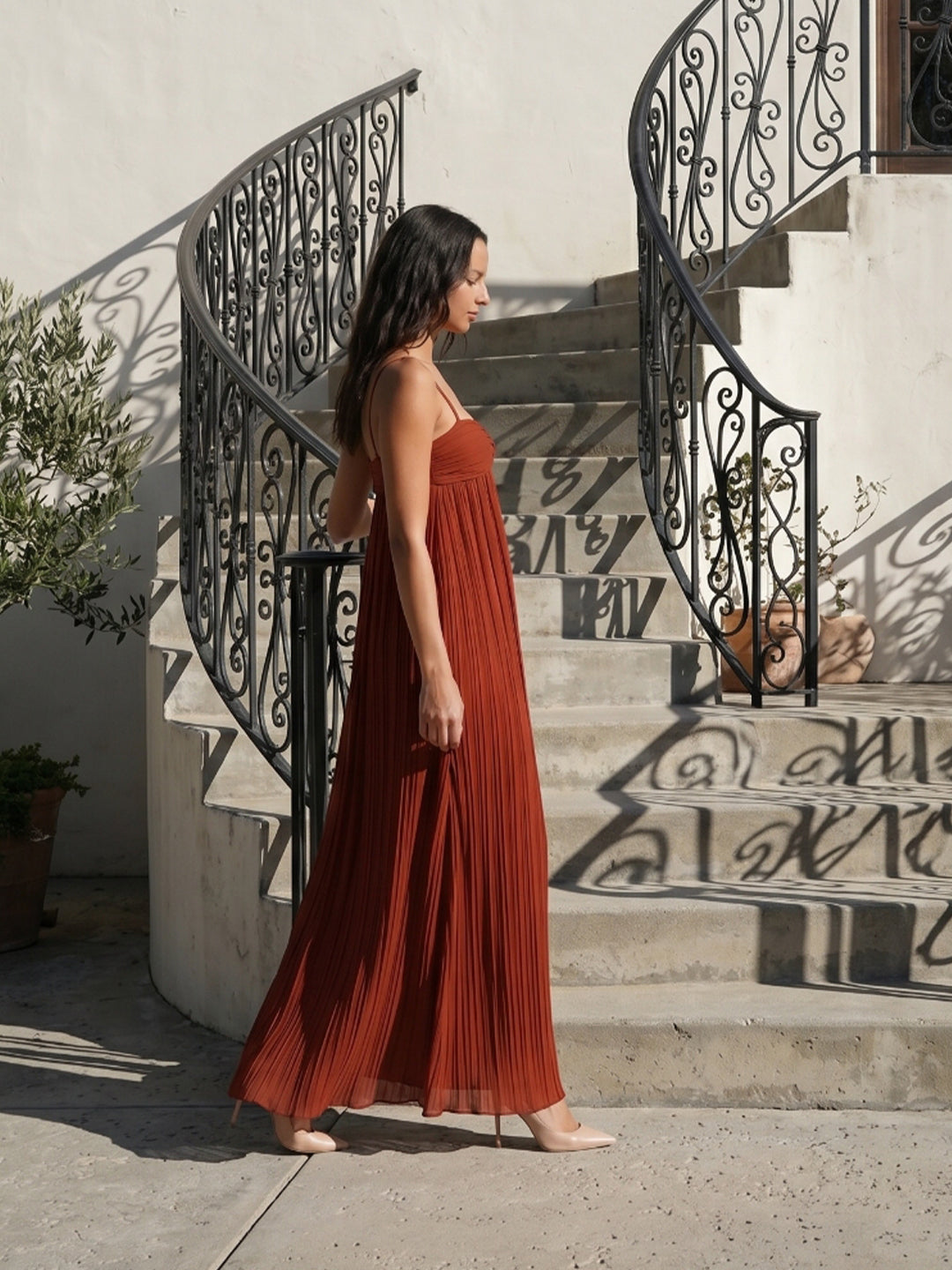 Wine Chiffon Empire Sweetheart Backless Ankle-Length Bridesmaid Dress