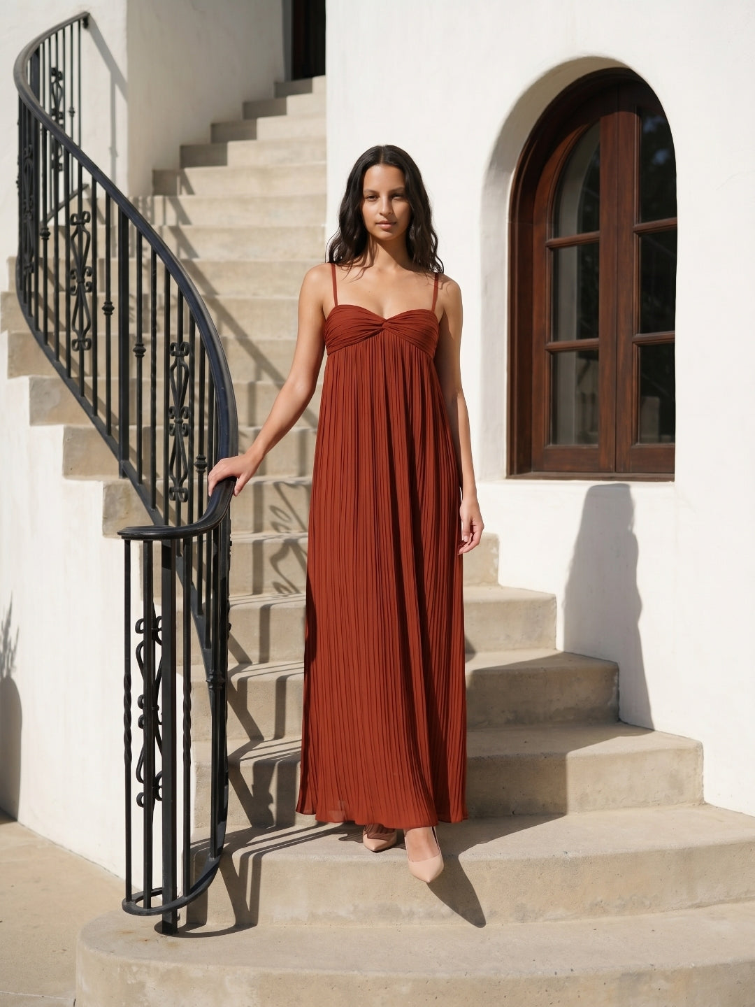 Wine Chiffon Empire Sweetheart Backless Ankle-Length Bridesmaid Dress