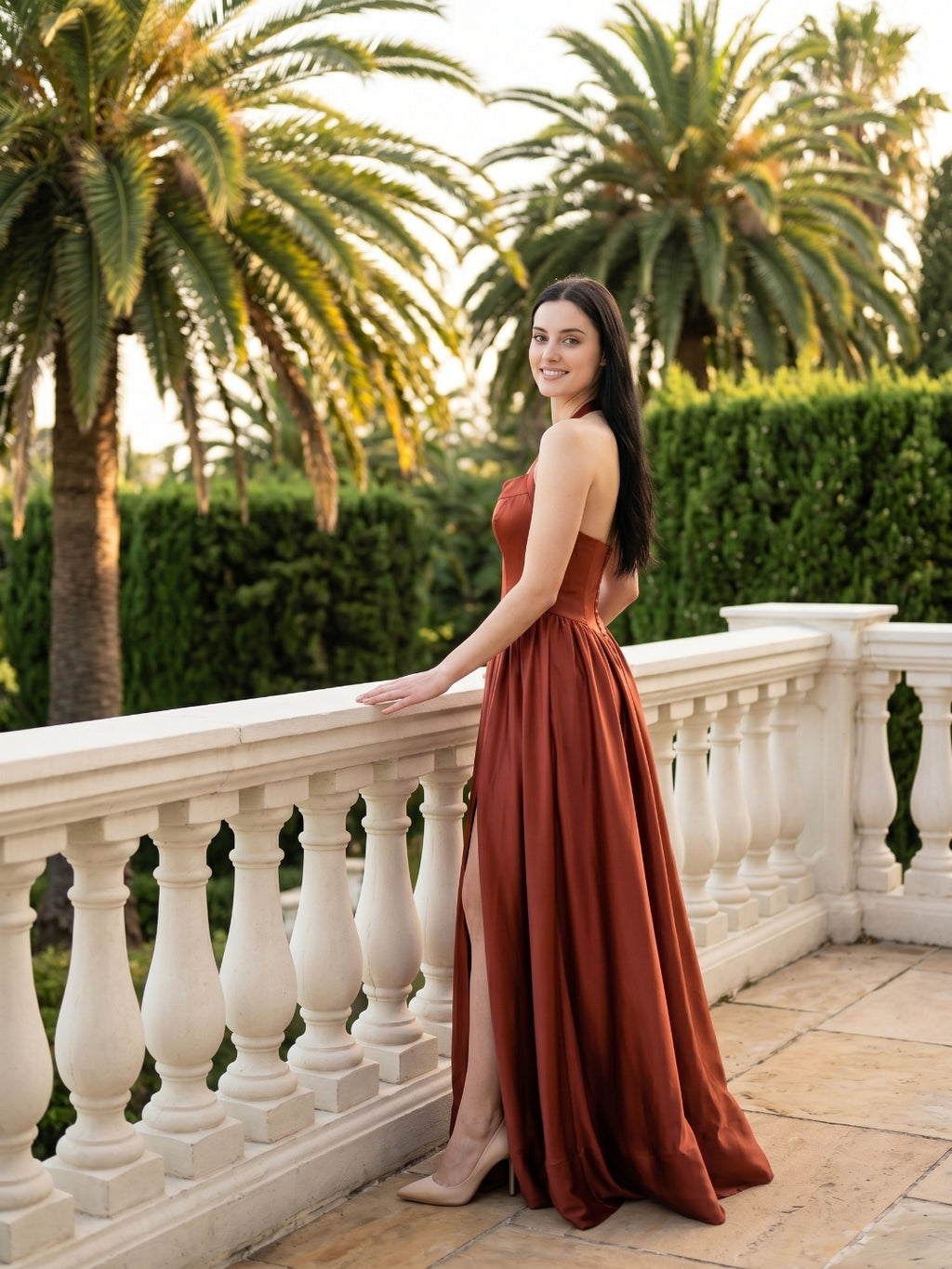 Wine Satin A-Line V-Neck Criss-Cross Straps Floor-Length Bridesmaid Dress