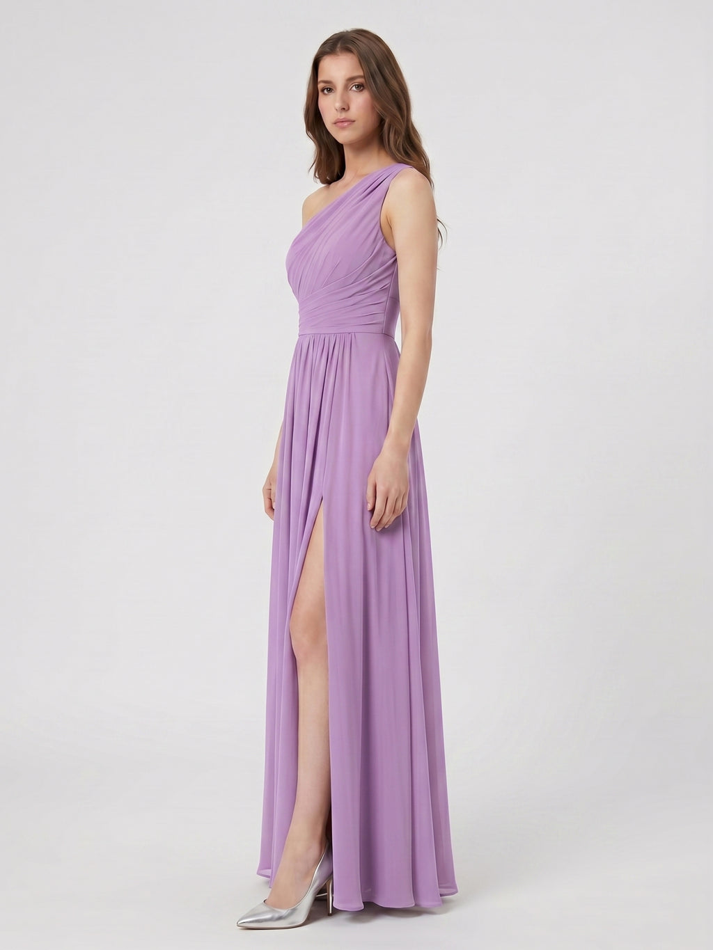 Wisteria Chiffon A-Line V-Neck Backless Floor-Length Bridesmaid Dress